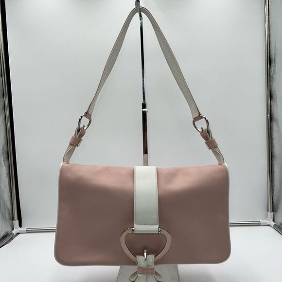 Dolce and Gabbana Lambskin Baby Pink and White Double Pocket Shoulder Bag - Picture 1 of 16